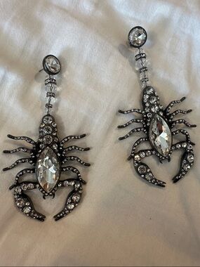 Zara Clear Crystal Scorpion Drop Earrings
